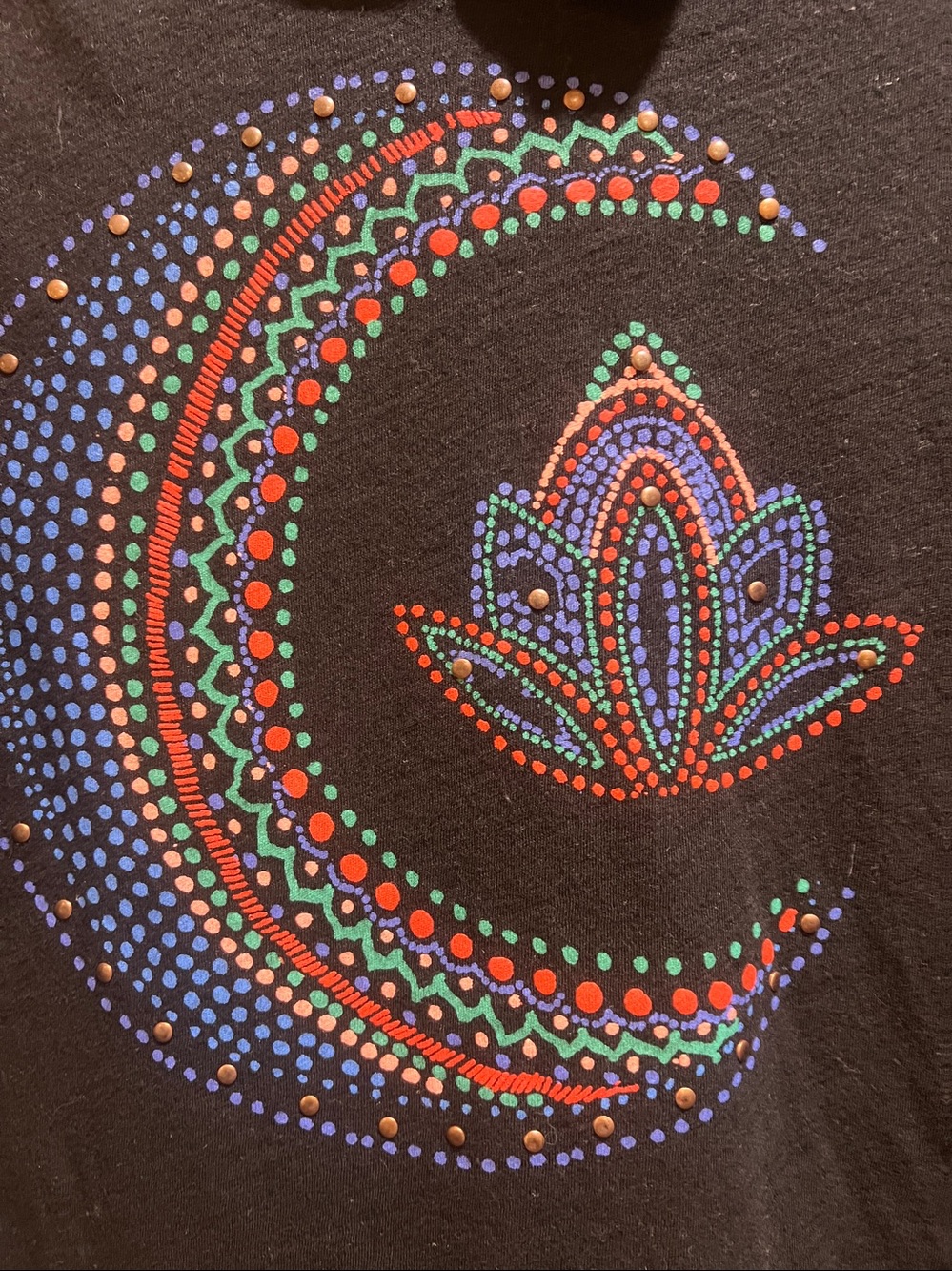 Lucky Brand Black Tank with Crescent Moon & Lotus Dot Design size xl - Picture 3 of 7